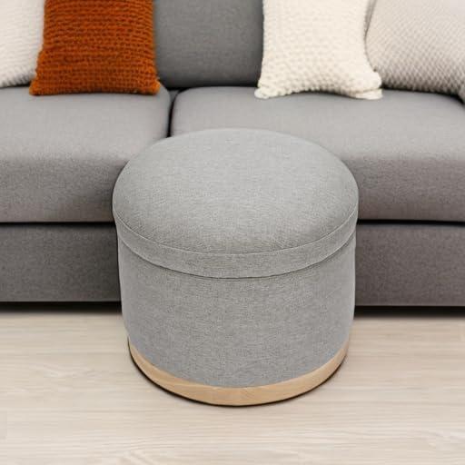 Naka 21.5" Wide Round Storage Ottoman with Storage