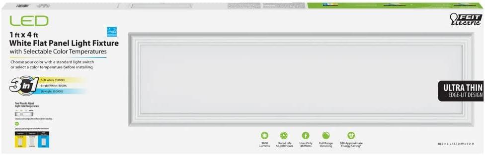 Feit Electric 1 ft x 4 ft White LED Flat Panel Light Fixture w/Selectable Color Temperatures