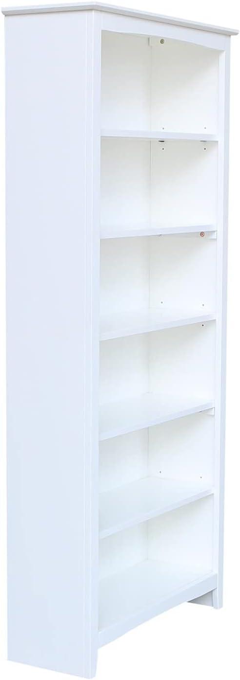 Elegant Transitional White Solid Wood Adjustable Shaker Bookshelf