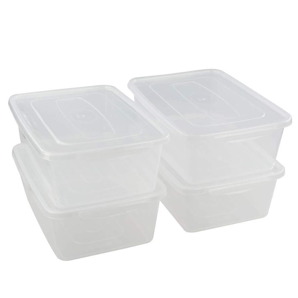 4-Pack 14 L Clear Dough Proofing Box, Food Pizza Storage Container