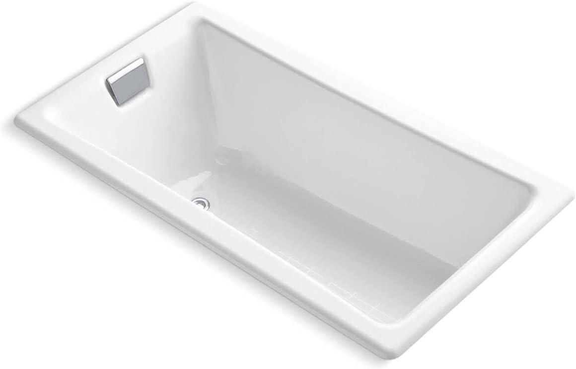 White Cast Iron Alcove Drop-In Soaking Bathtub