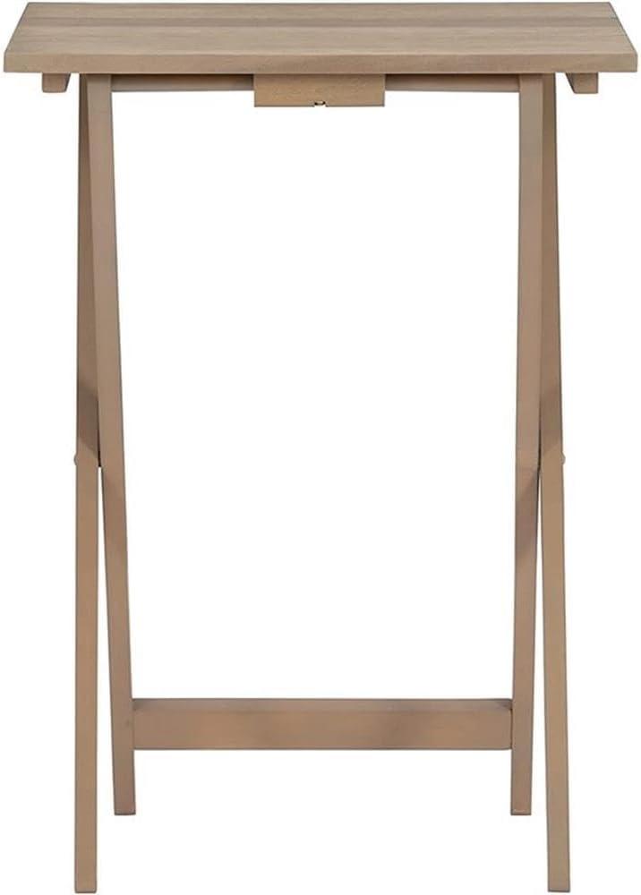 Riverbay Furniture 5-Piece Transitional Wood Tray Table Set in Gray