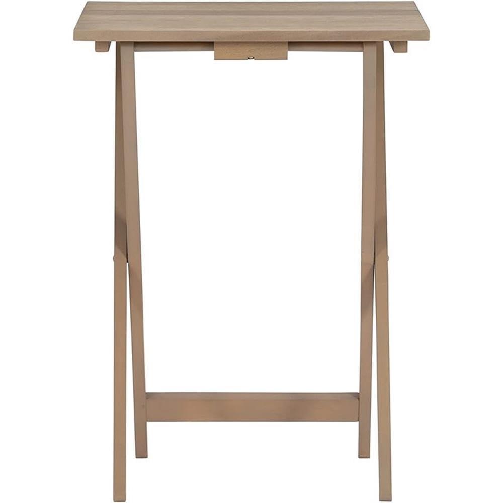 Riverbay Furniture 5-Piece Transitional Wood Tray Table Set in Gray