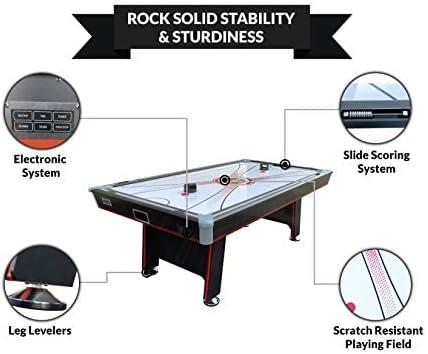 PUCK Atlas 7-Foot Table Multi Game Tennis Air Hockey Table (Black)