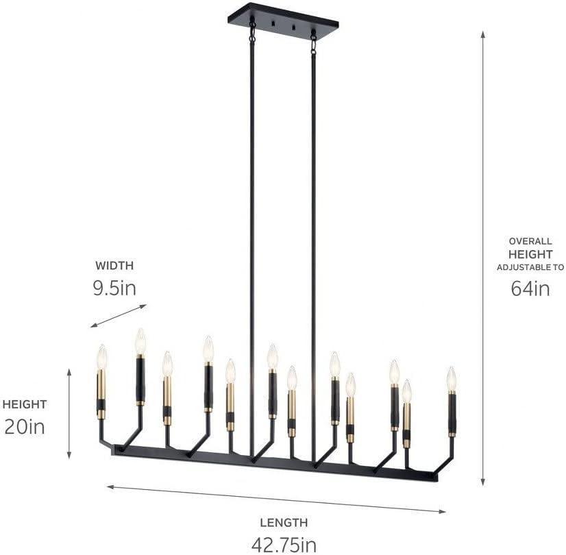 Kichler 52350 Armand 12 Light 43" Wide Taper Candle Chandelier - Black