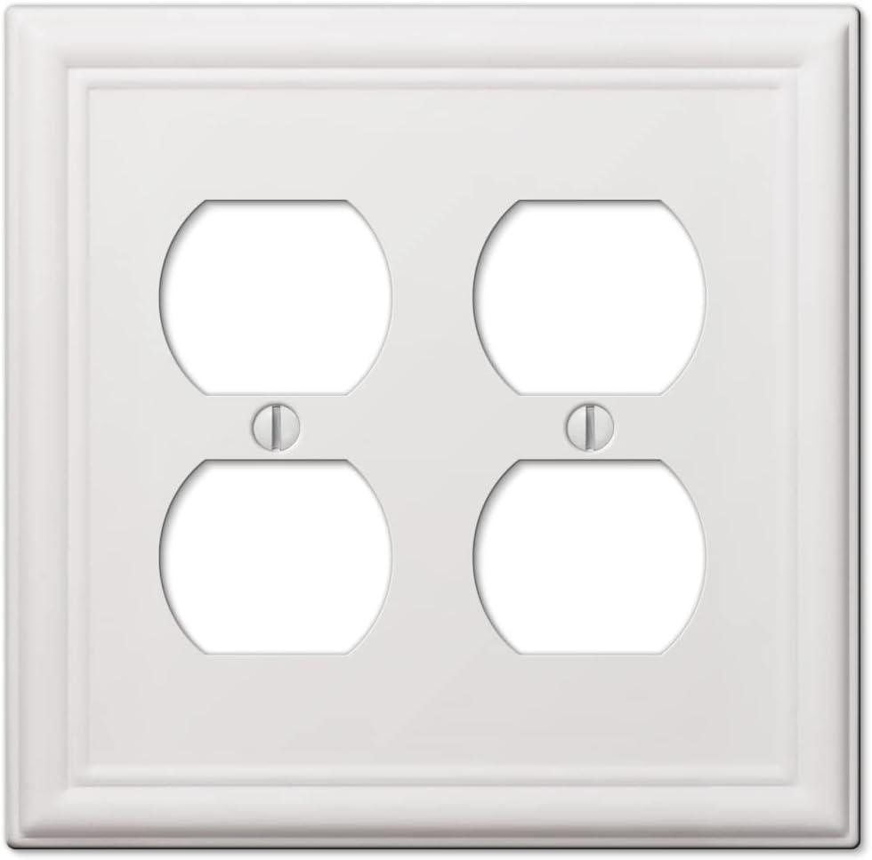 Amerelle Chelsea White 2 gang Stamped Steel Duplex Wall Plate 1 pk