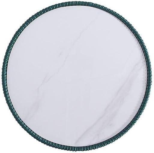 Manhattan Comfort Anderson Modern Leatherette Upholstered End Table with Ceramic Faux Marble Tabletop Green