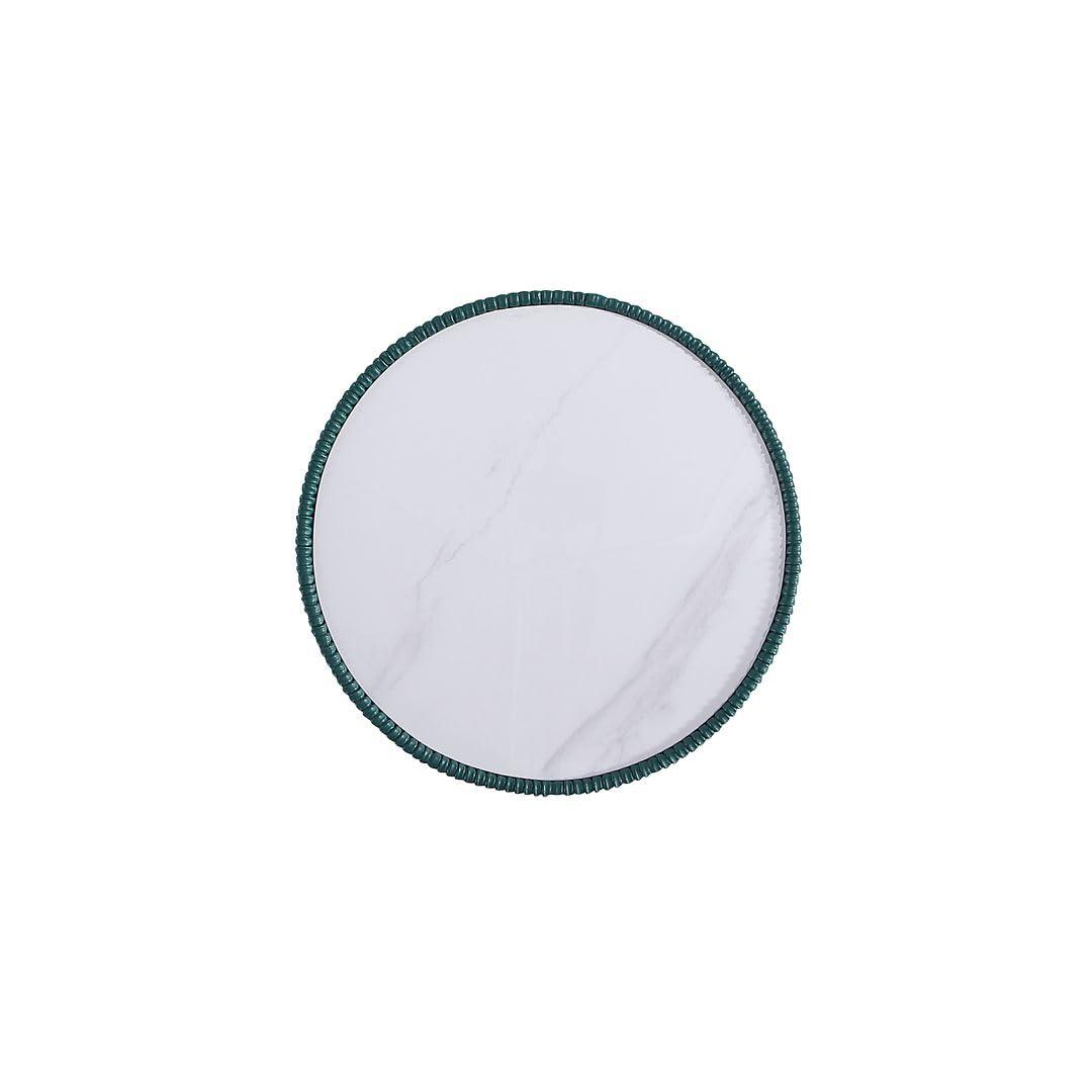 Manhattan Comfort Anderson Modern Leatherette Upholstered End Table with Ceramic Faux Marble Tabletop Green