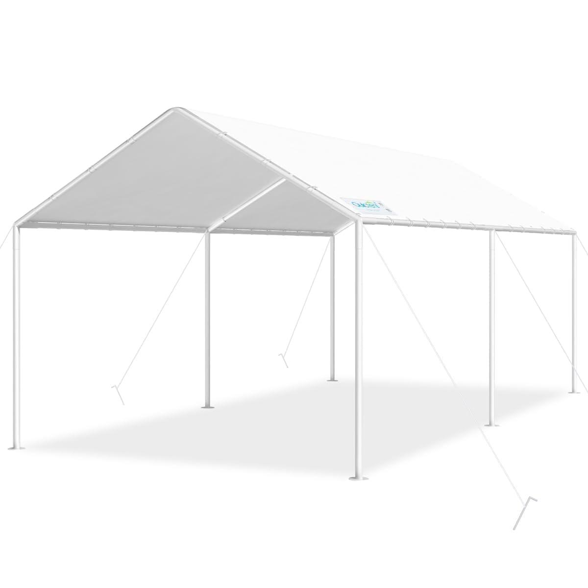 Quictent 10X20ft Upgraded Heavy Duty Carport Car Canopy Party Tent with Reinforced Steel Cables-White