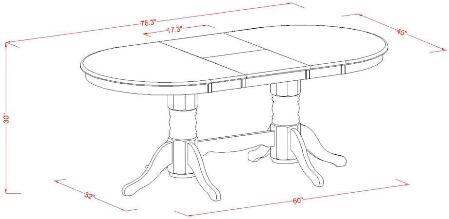 East West Furniture VANC7-OAK-C 7 Piece Dining Room Set Table With A Leaf and 6 Dining Chairs