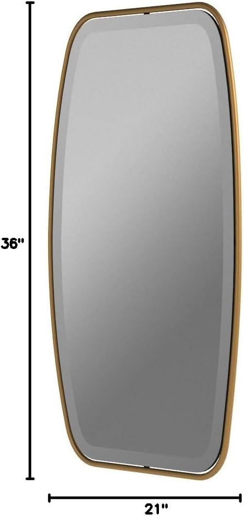 Uttermost Round Rectangular Vanity Accent Wall Mirror Modern Edge Beveled Gold Frame 21" Wide for Bathroom Bedroom Living Room