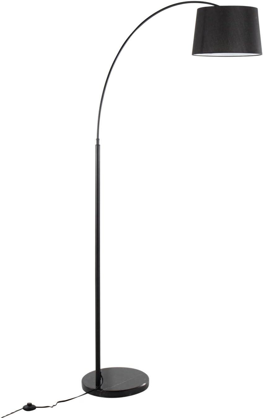 March Contemporary Floor Lamp in Black Marble and Black Metal with Black Linen Shade by LumiSource