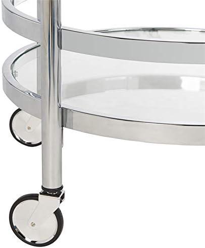 Sienna 2 Tier Round Bar Cart - BCT8001C - Chrome/Glass - Safavieh