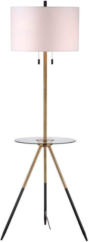 Morrison Floor Lamp Side Table - Brass Gold/Black - Safavieh