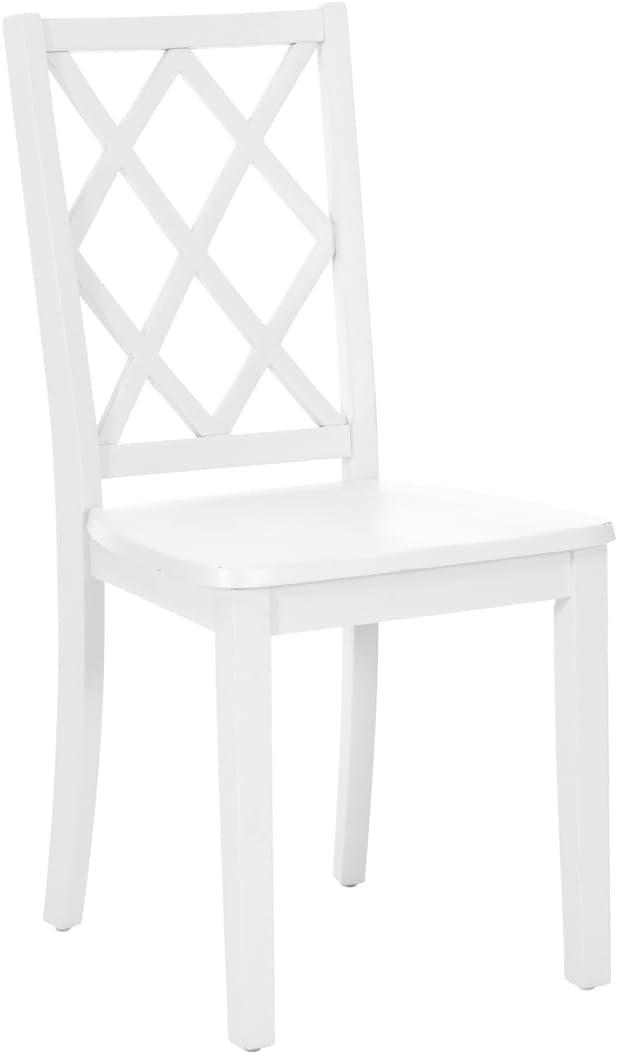 White Wood Cross Back Dining Side Chair