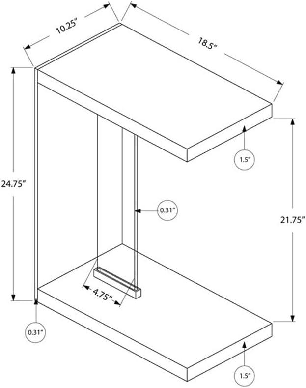 Accent Table C-shaped End Side Snack Bedroom Tempered Glass Glossy White