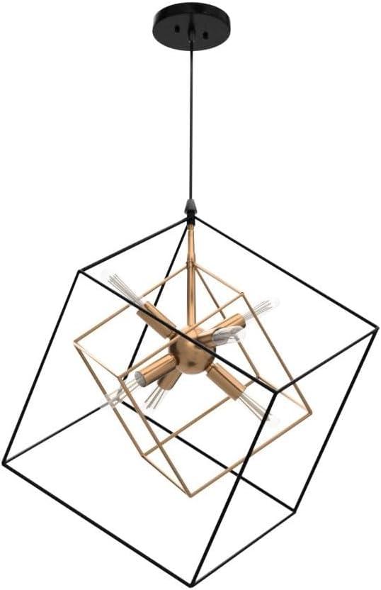 Gold and Black Geometric Cube Sputnik Chandelier