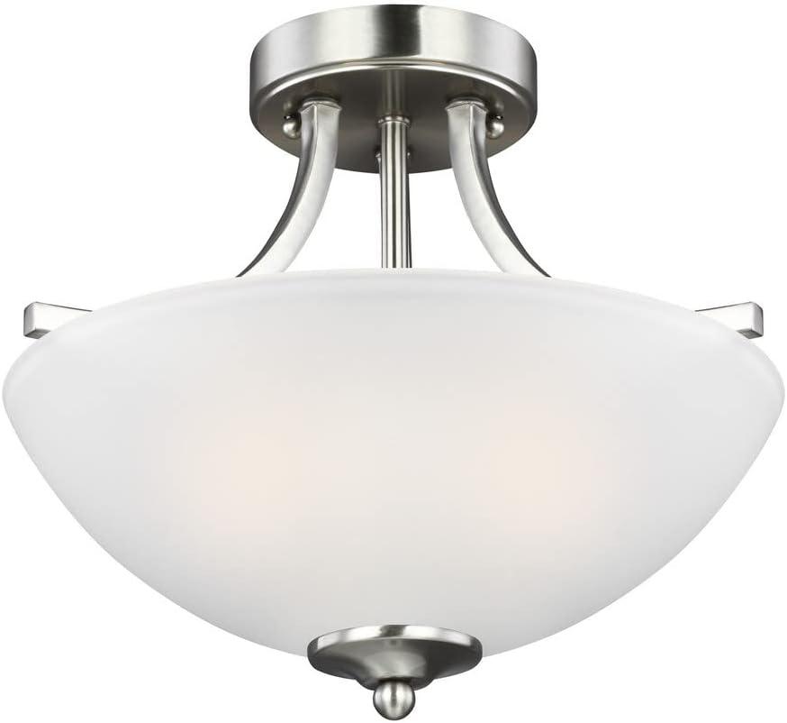 Geary Brushed Nickel 13" Transitional Bowl Pendant with Satin Etched Glass