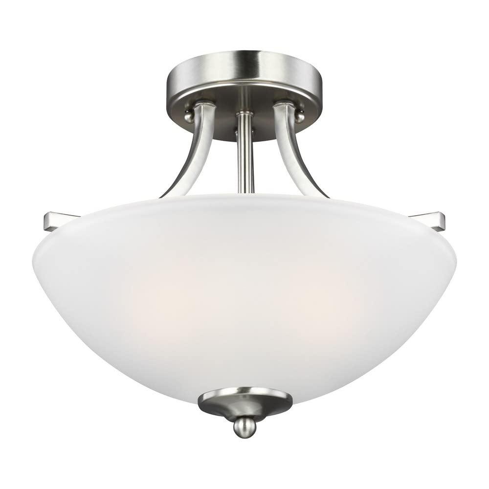 Sea Gull Lighting 7716502-962 Geary Semi Flush, 200 Total Watts, Brushed Nickel, Small Two Light