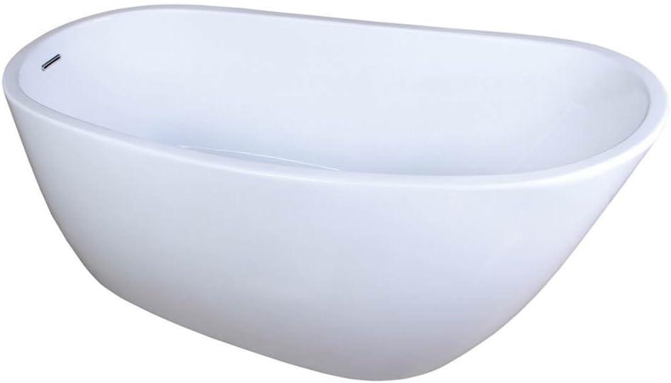 Kingston Brass Aqua Eden 59-Inch Acrylic Oval Single Slipper Freestanding Tub with Drain