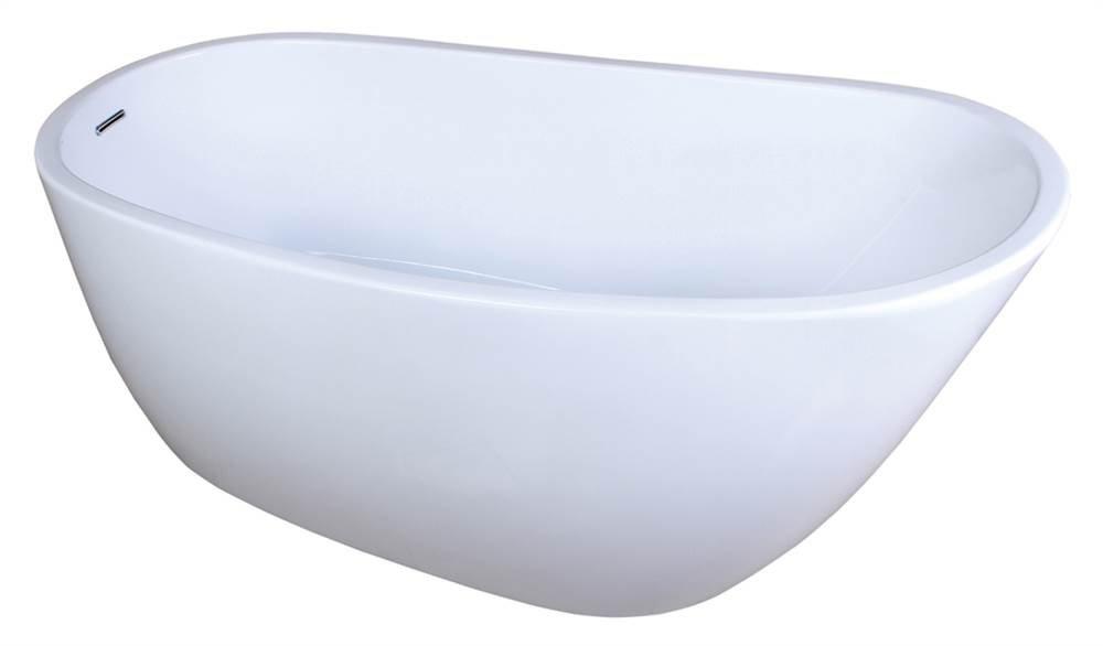 Kingston Brass Aqua Eden 59-Inch Acrylic Oval Single Slipper Freestanding Tub with Drain