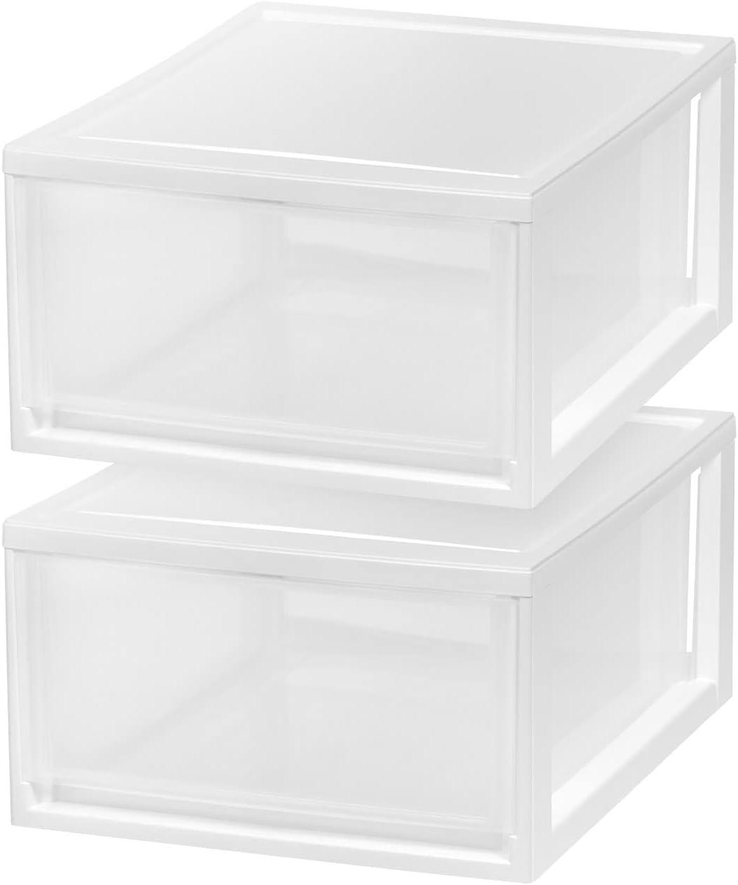 IRIS USA Stackable Modular Plastic Storage Drawers