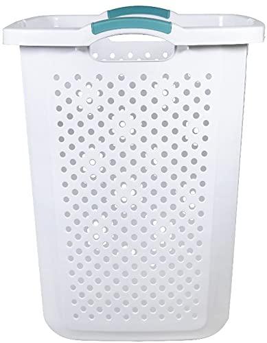 Home Logic 2.5 Bushel Extra Large Plastic Laundry Hamper, White, Adult / Tween