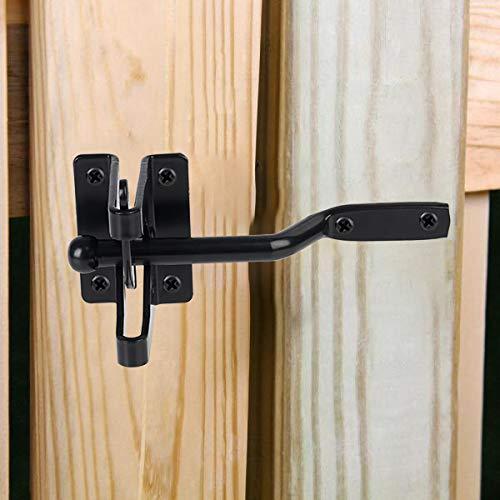 Gate Latch Automatic Gate Gravity Latch Self Locking Fence Gate Latch with Pull Cable for Wooden Fence Gates Door, Black