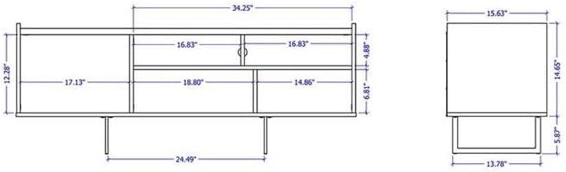 Winston TV Stand for TVs up to 50" White/Cinnamon - Manhattan Comfort: Mid-Century Design, Open & Concealed Shelving