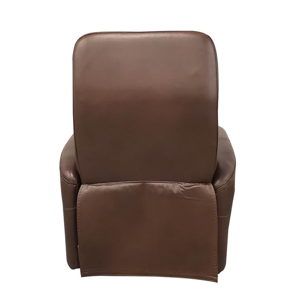 Traditional Brown Leather Swivel Recliner with Wood Accents