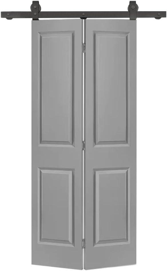Calhome Paneled MDF Composite Bifold Barn Door with Installation Hardware Kit