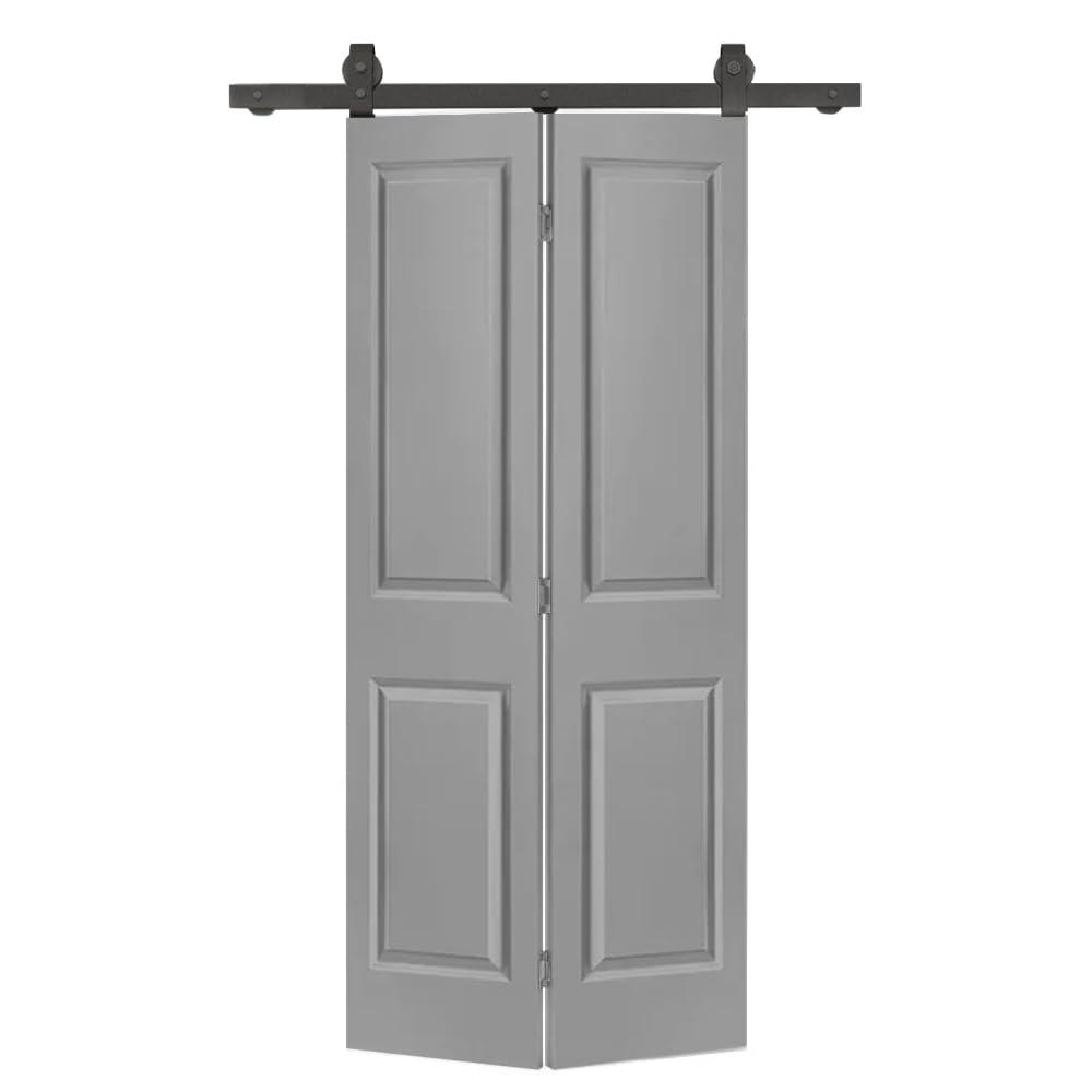 Calhome Paneled MDF Composite Bifold Barn Door with Installation Hardware Kit