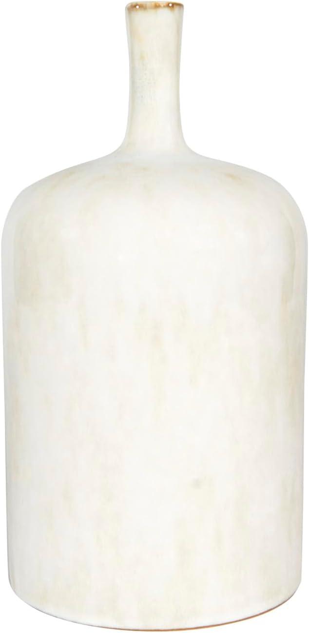 Creative Co-Op Medium Round Stoneware Vase with Reactive Glaze, White