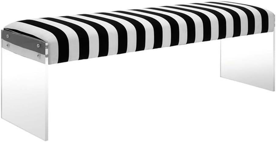 Contemporary Envy Black Velvet 54" Bench with Acrylic Legs