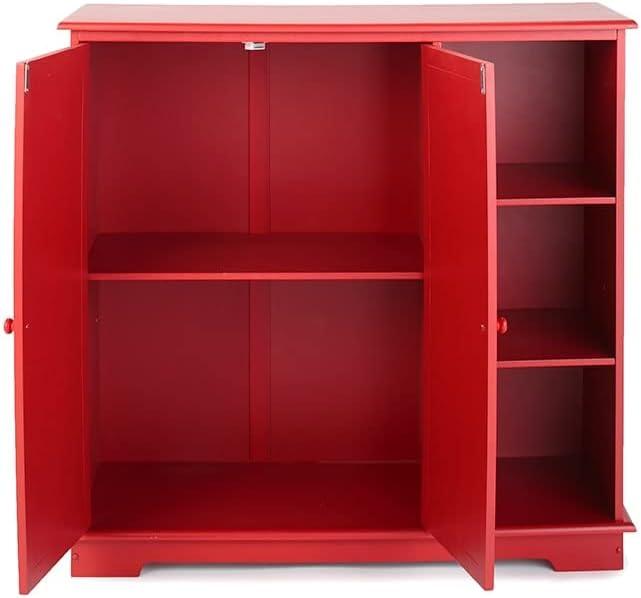 The Lakeside Collection Beadboard Wooden Storage Cabinets - Red