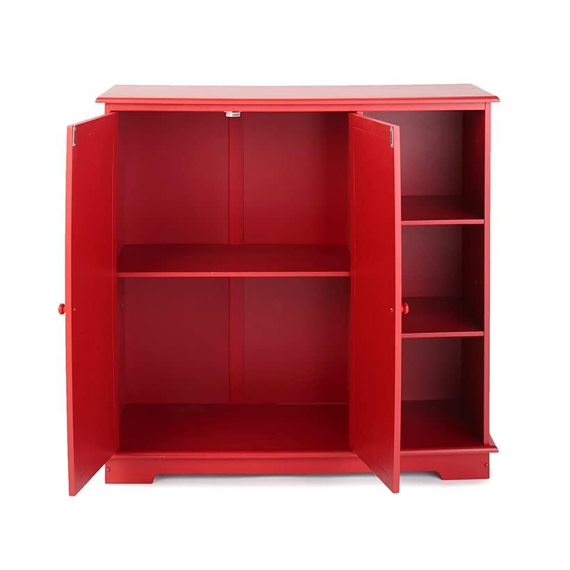 The Lakeside Collection Beadboard Wooden Storage Cabinets - Red
