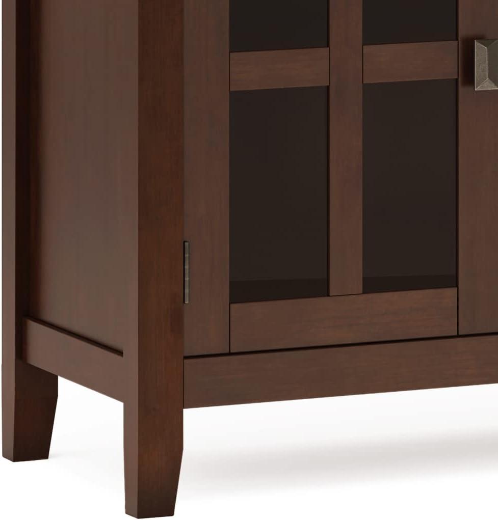 Simpli Home Artisan 60"W Solid Wood Sideboard Buffet with and Tempered Glass Doors and 3 Drawers