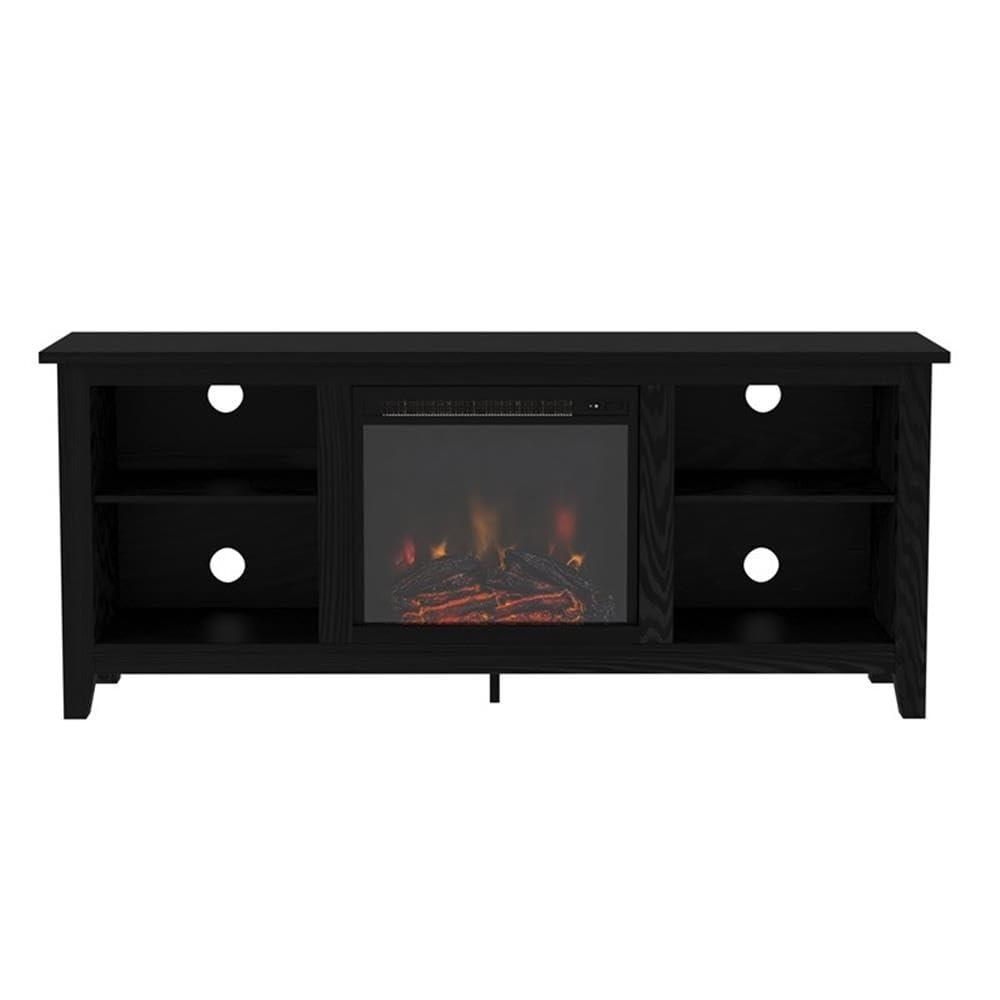 Walker Edison Traditional Fireplace TV Stand for TVs Up to 64" - Black