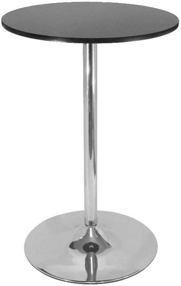 Winsome Polished Steel Round Bar Table Wood/Black: Modern Pedestal High Top, MDF Surface, 40.16" Height