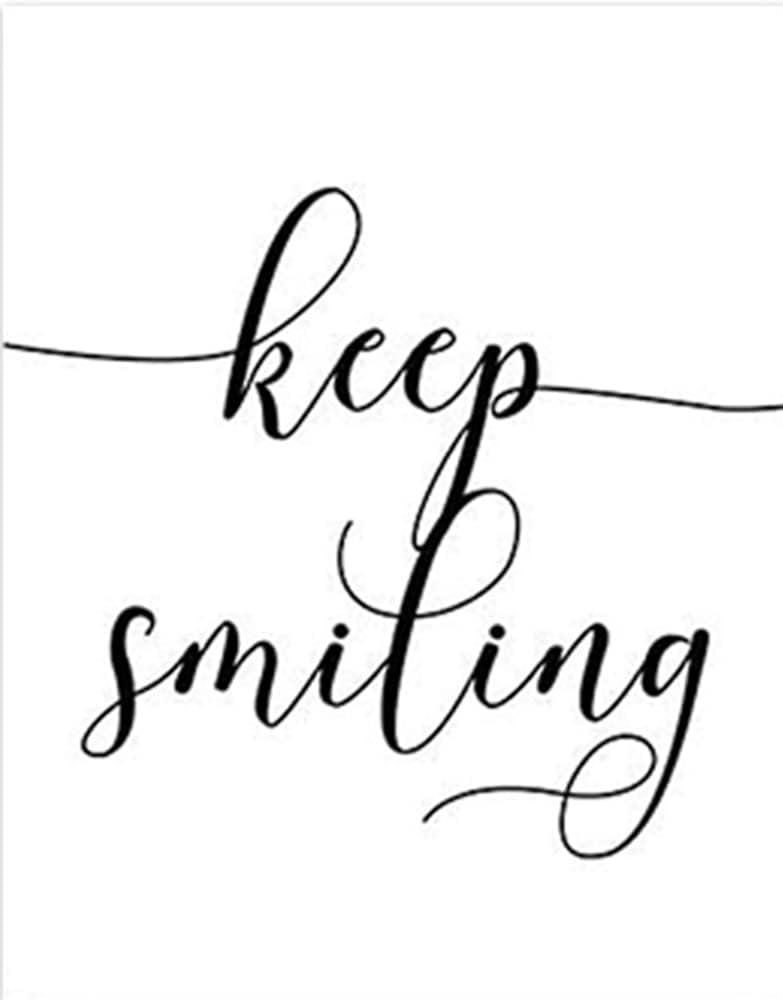 Work Hard. Be Kind. Stay Humble. Keep Smiling. Black and White Minimalist Motivational Wall Art. 4 Set (8 x 10). Unframed.