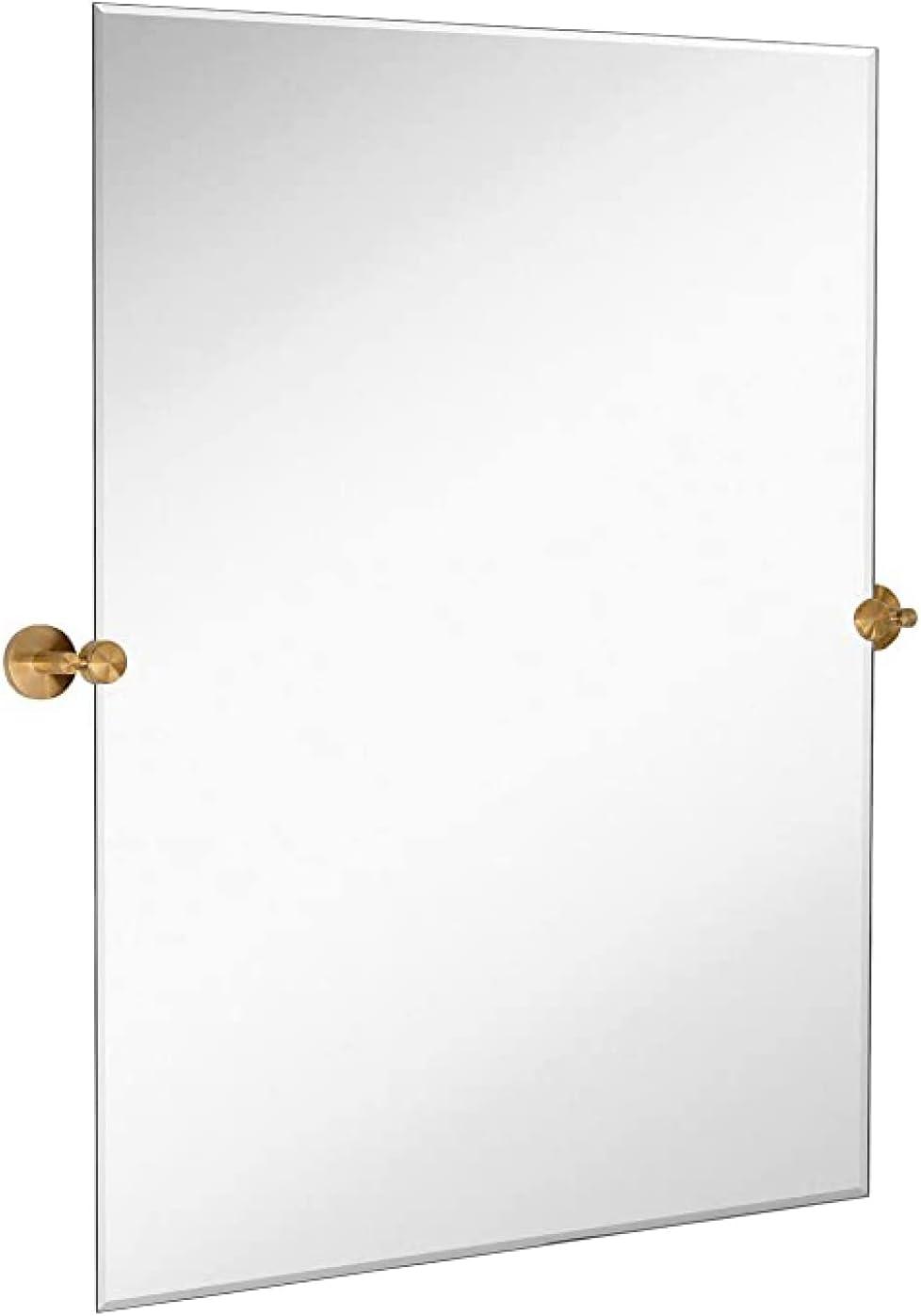 Hamilton Hills Large Tilting Pivot Rectangle Mirror with Brushed Gold Wall Anchors