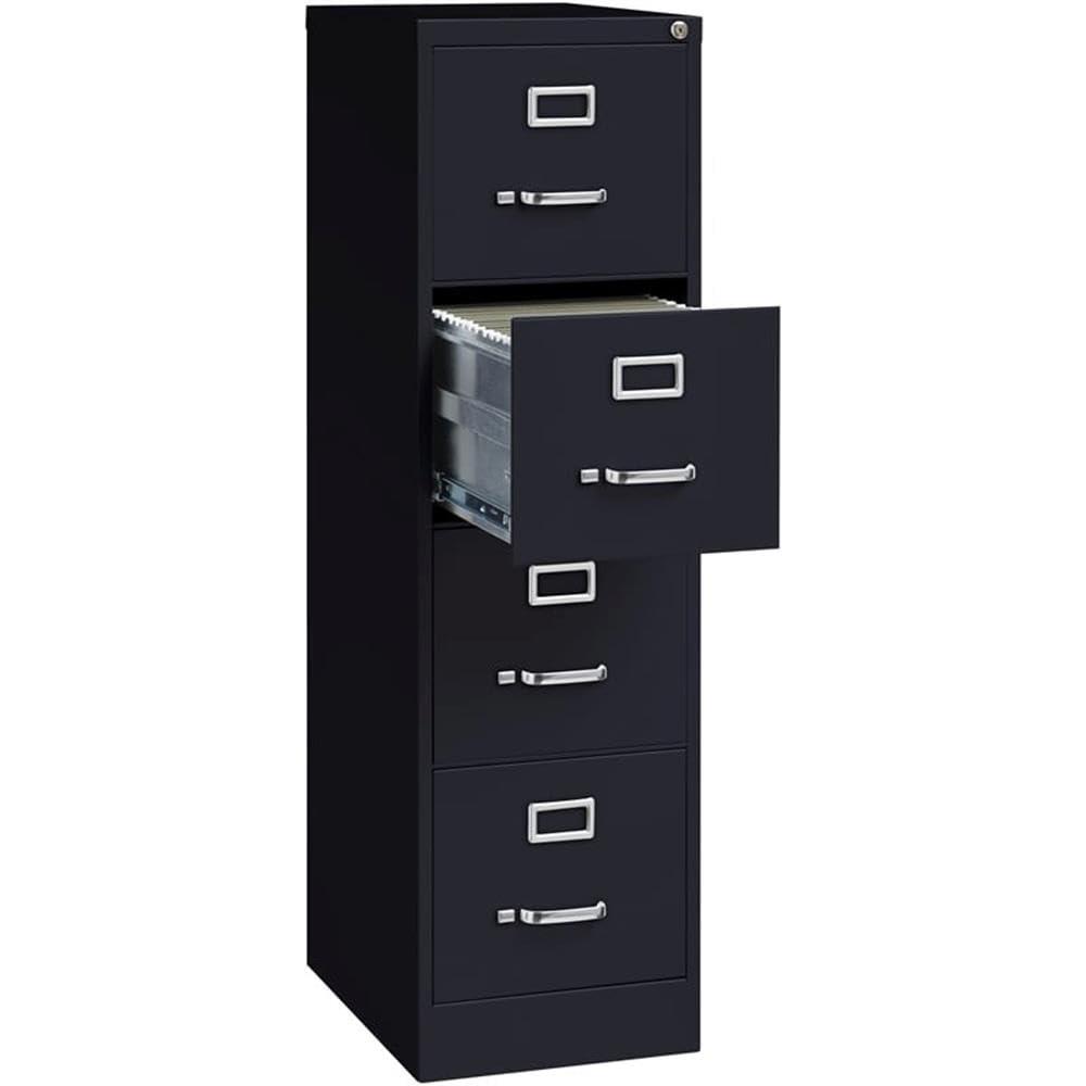 Scranton 4 Drawer 22" Deep Letter File Cabinet in Black, Fully Assembled
