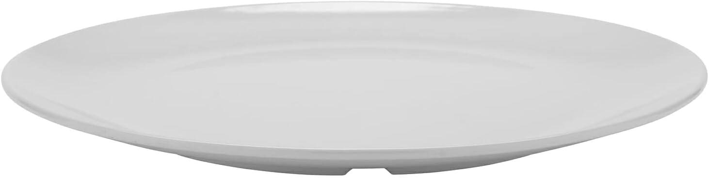 White Round Melamine Break-Resistant Dinner Plate, 14-inch