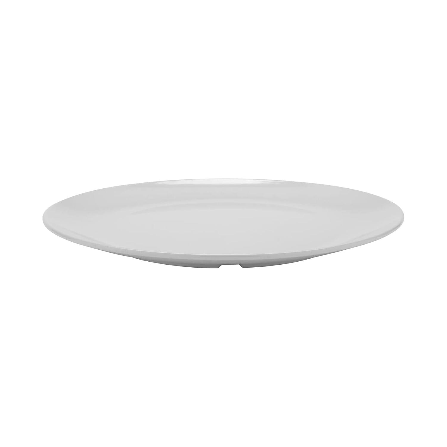 White Round Melamine Break-Resistant Dinner Plate, 14-inch