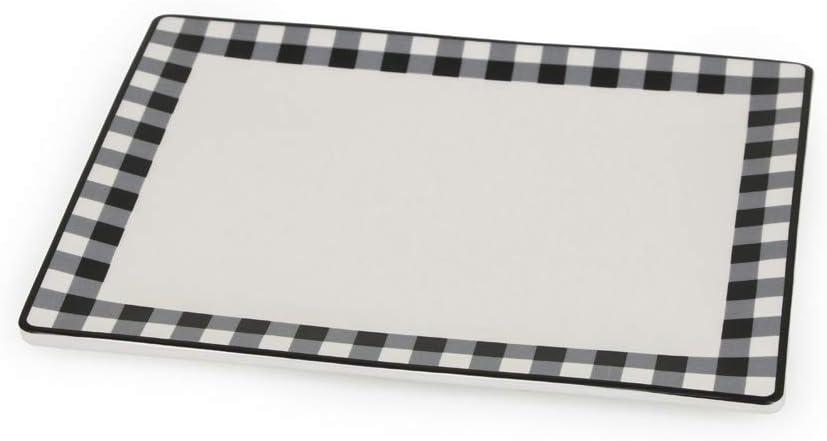 Black and White Checkered Ceramic Rectangular Serving Platter