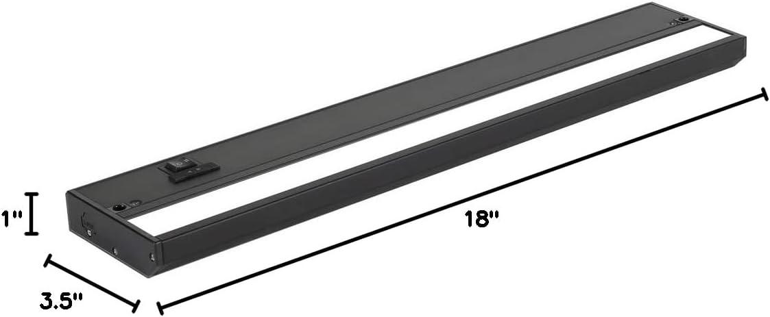 Black 18 Inch LED Under Cabinet Light with Dimmable Switch