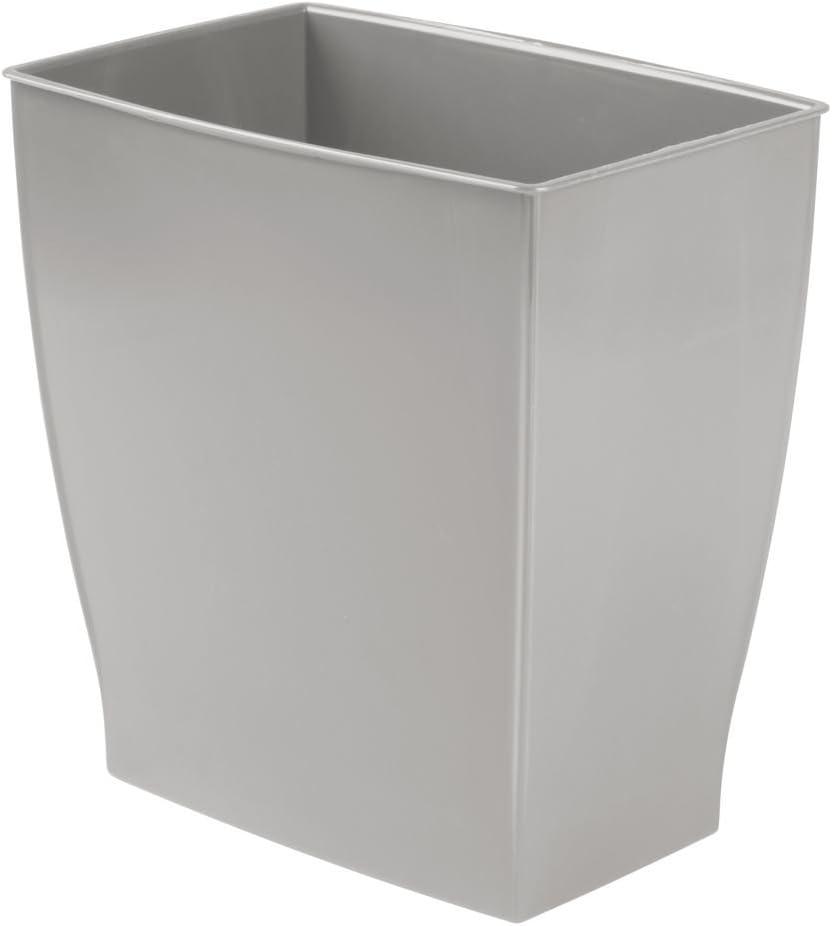 iDesign Mono Compact Gray Plastic Rectangular Wastebasket