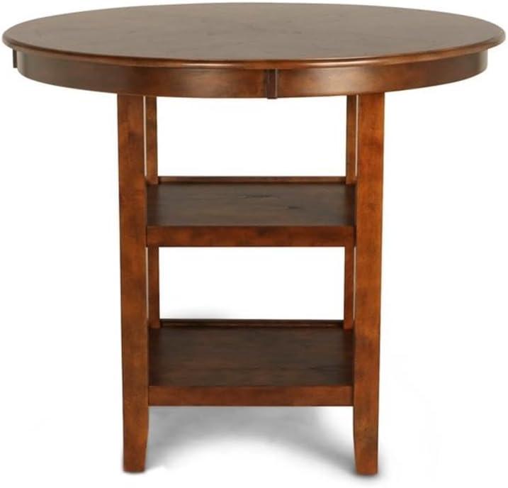 Gia 5-Piece Brown Wood Round Counter Dining Set