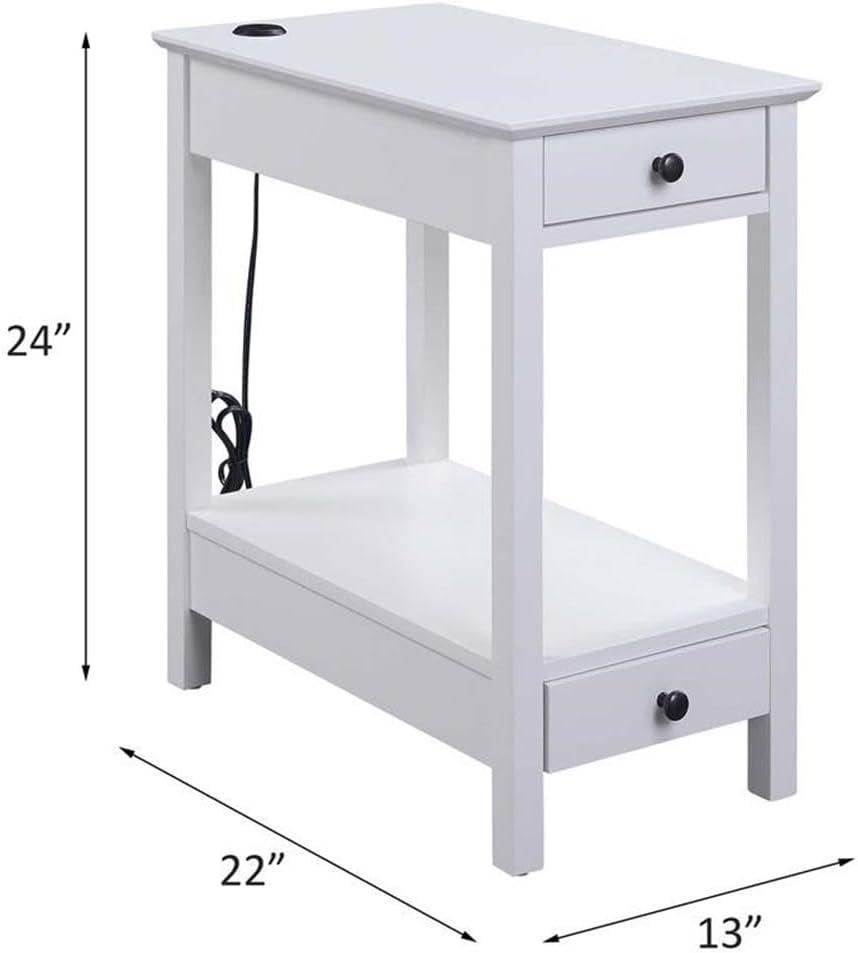 Byzad Side Table with USB Charging Dock Teal - Acme Furniture: Modern Storage, Drawer, Shelves, MDF Wood