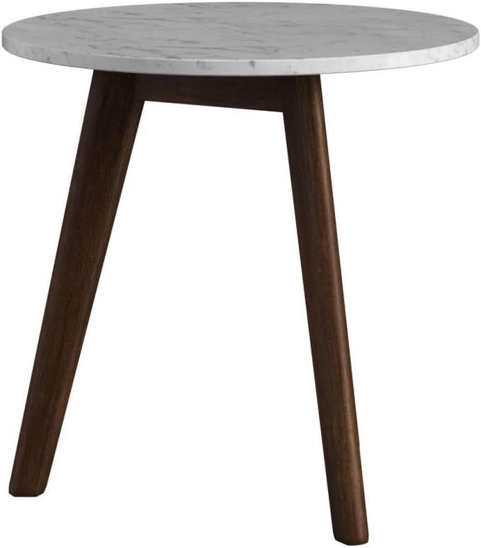 Solid Wood and Faux Marble Round Side Table - Nathan James